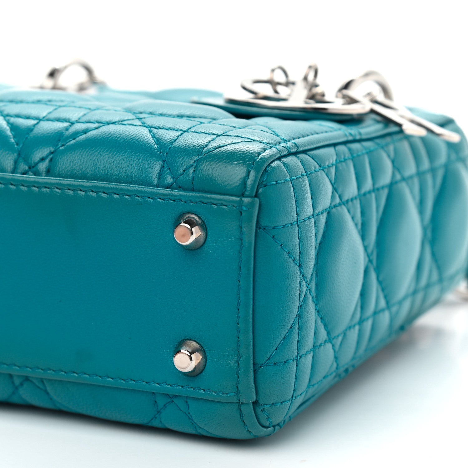 Christian Dior Lambskin Cannage Mini Lady Dior Turquoise 8 of 10