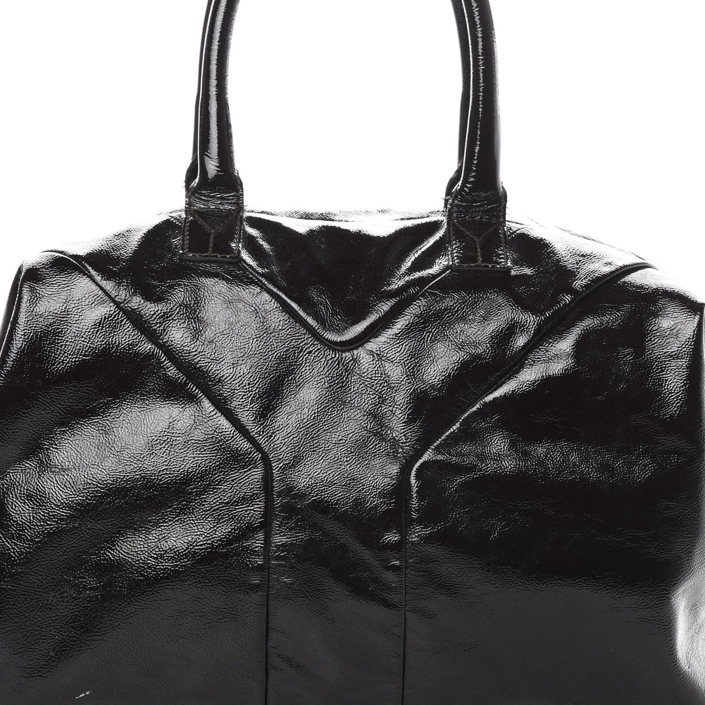 Textured Patent Medium Easy Y Bag Brown