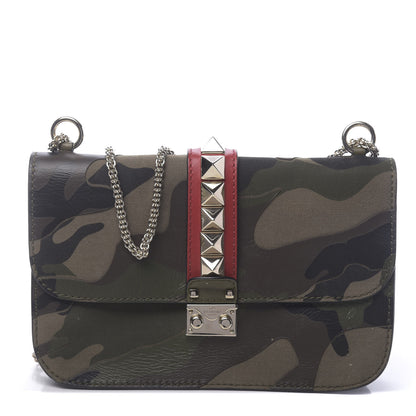 Valentino Garavani Nappa Canvas Camouflage Medium Glam Lock Rockstud Flap Verde 1 of 15