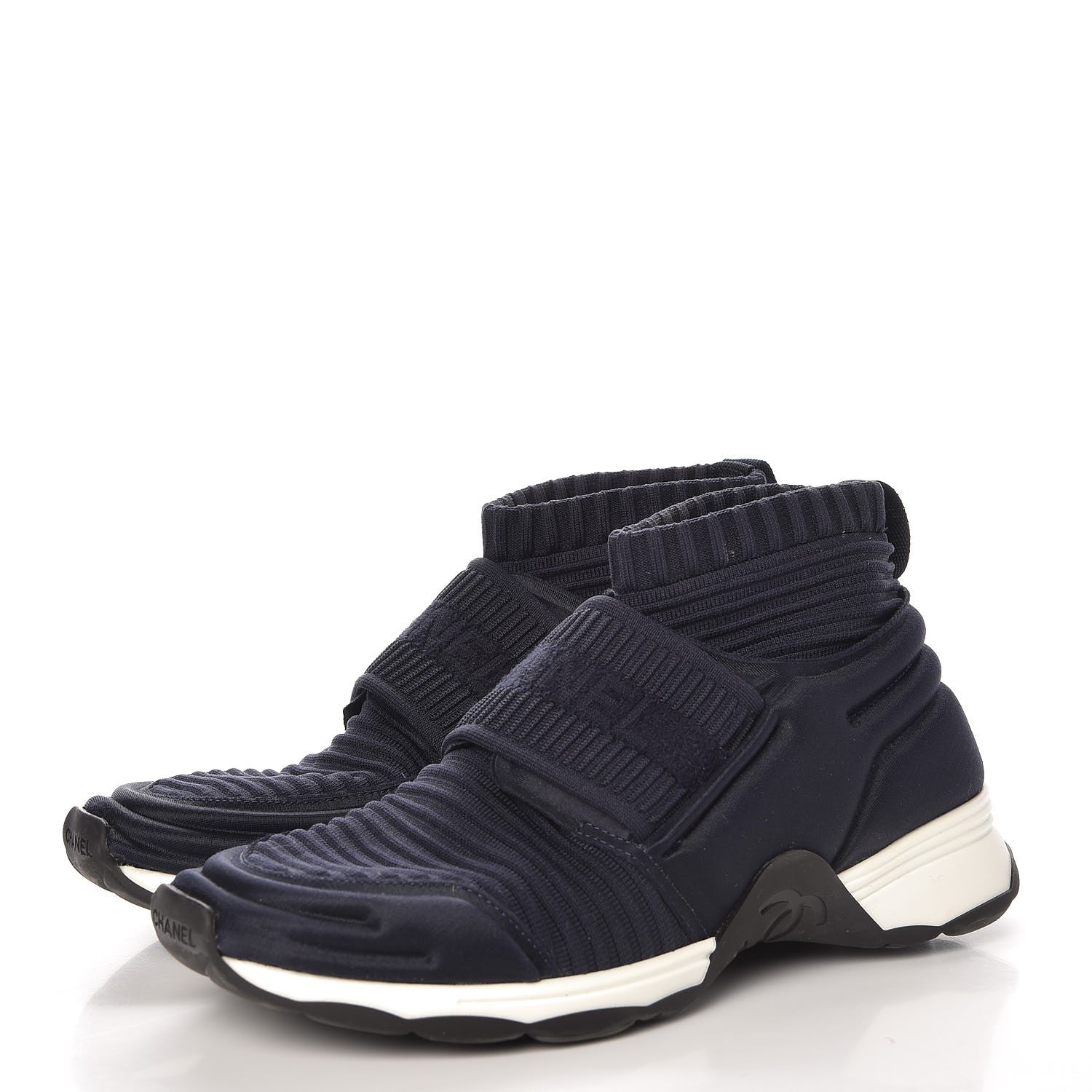 Chanel Stretch Fabric CC Sneakers 36.5 Blue 3 of 17