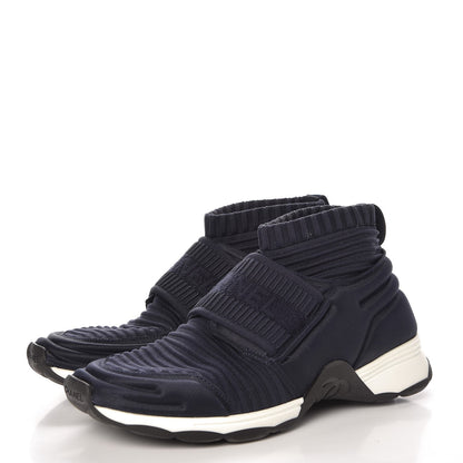Chanel Stretch Fabric CC Sneakers 36.5 Blue 3 of 17