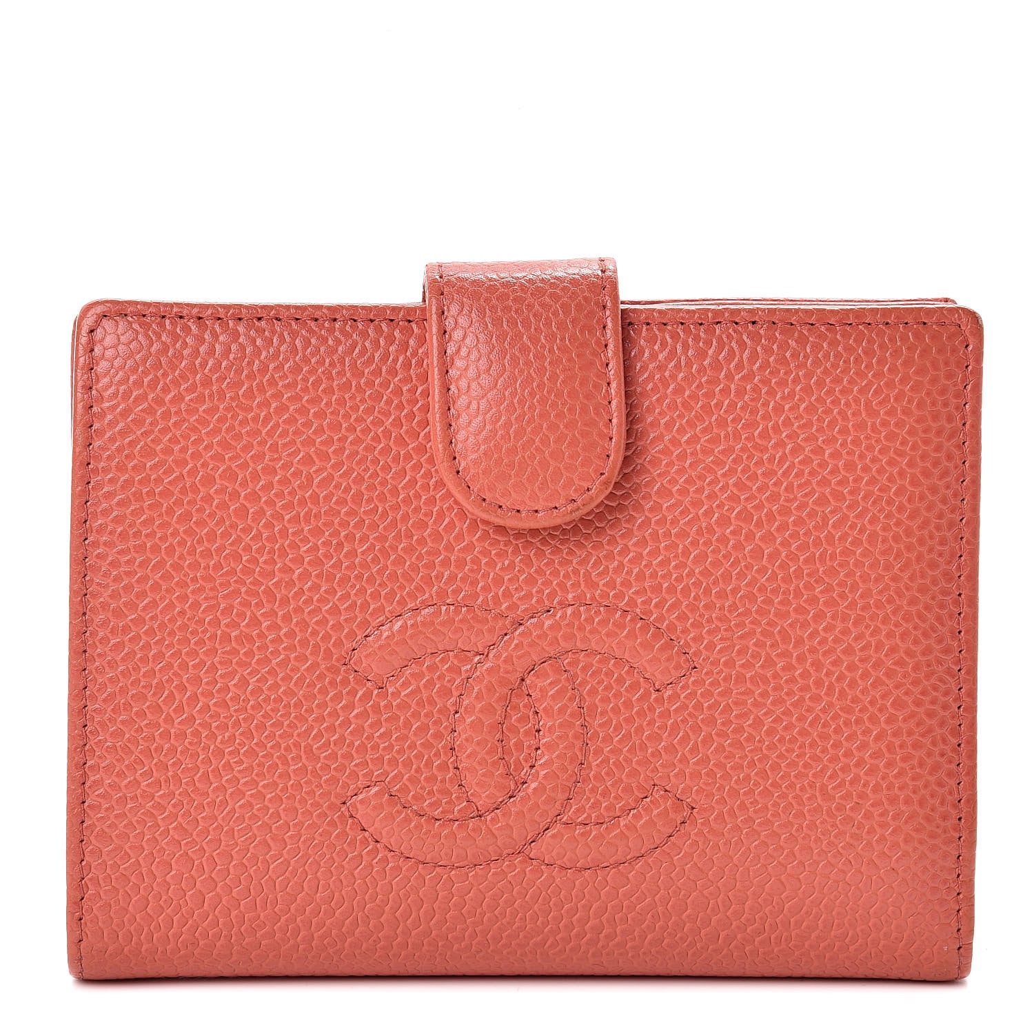 Chanel Caviar Timeless CC Zipped Pocket Wallet Light Red 1 of 17