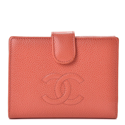 Chanel Caviar Timeless CC Zipped Pocket Wallet Light Red 1 of 17