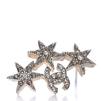 Chanel Crystal CC Star Earrings Silver 5 of 8