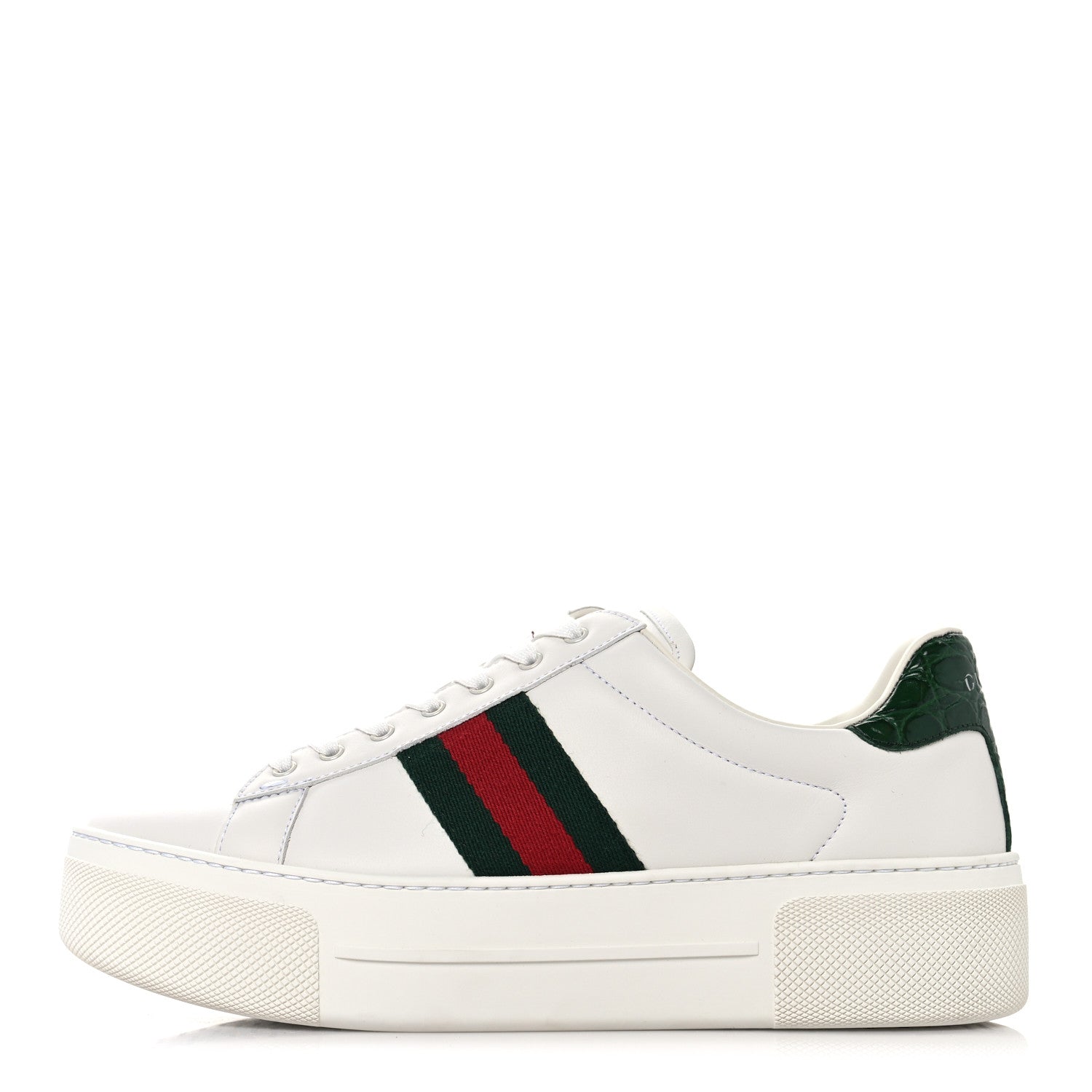 Gucci Ultralight Plume Calfskin Web Womens Ace Platform Sneakers 39 White 1 of 10