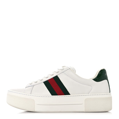 Gucci Ultralight Plume Calfskin Web Womens Ace Platform Sneakers 39 White 1 of 10