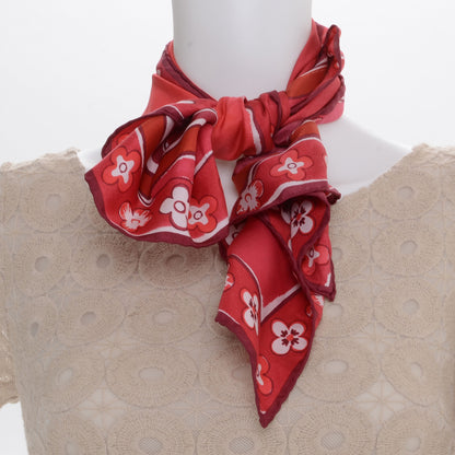 Louis Vuitton Silk Fleur Scarf Red 8 of 8