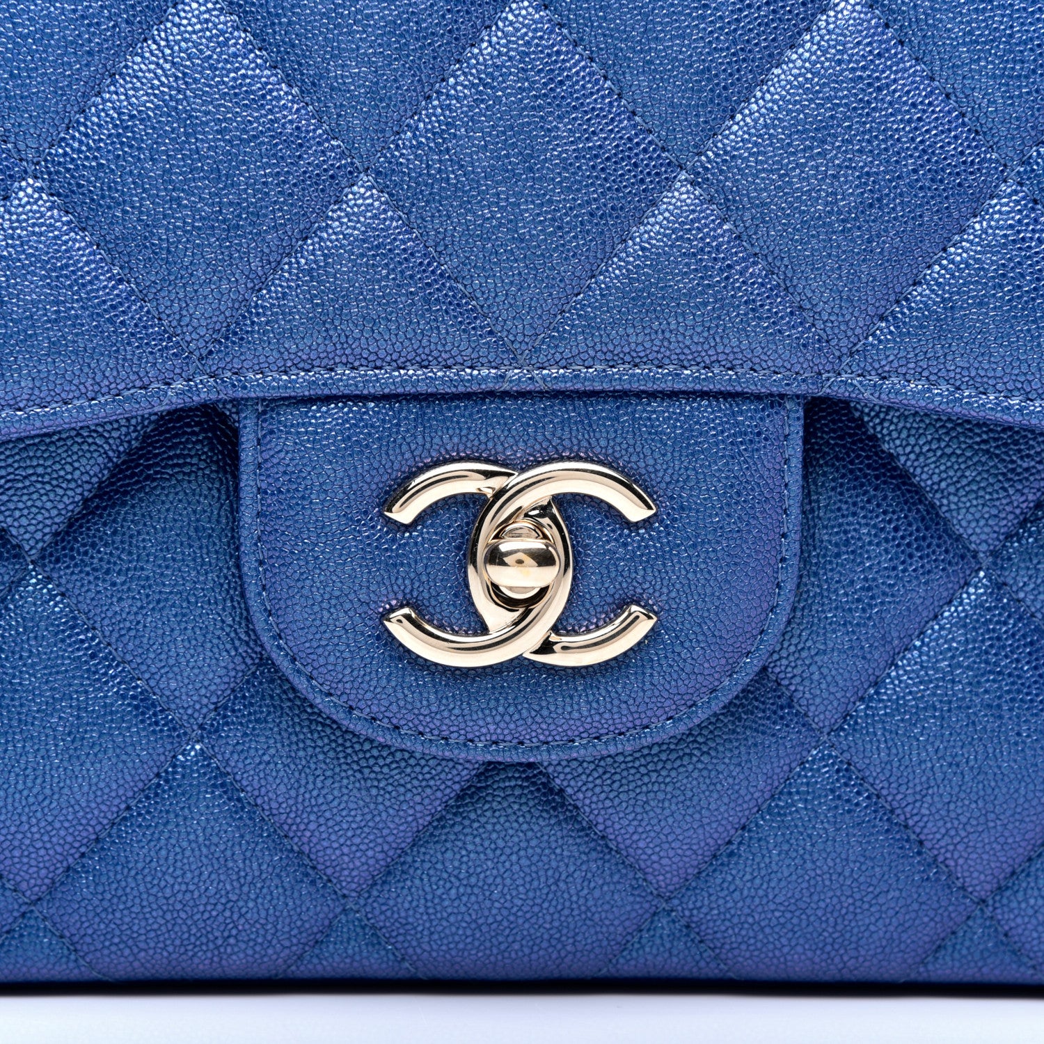 Chanel Iridescent Caviar Quilted Jumbo Double Flap Dark Blue 8 of 11