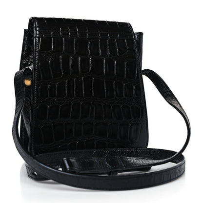 Saint Laurent Calfskin Embossed Crocodile North South Kaia Satchel Black 3 of 8