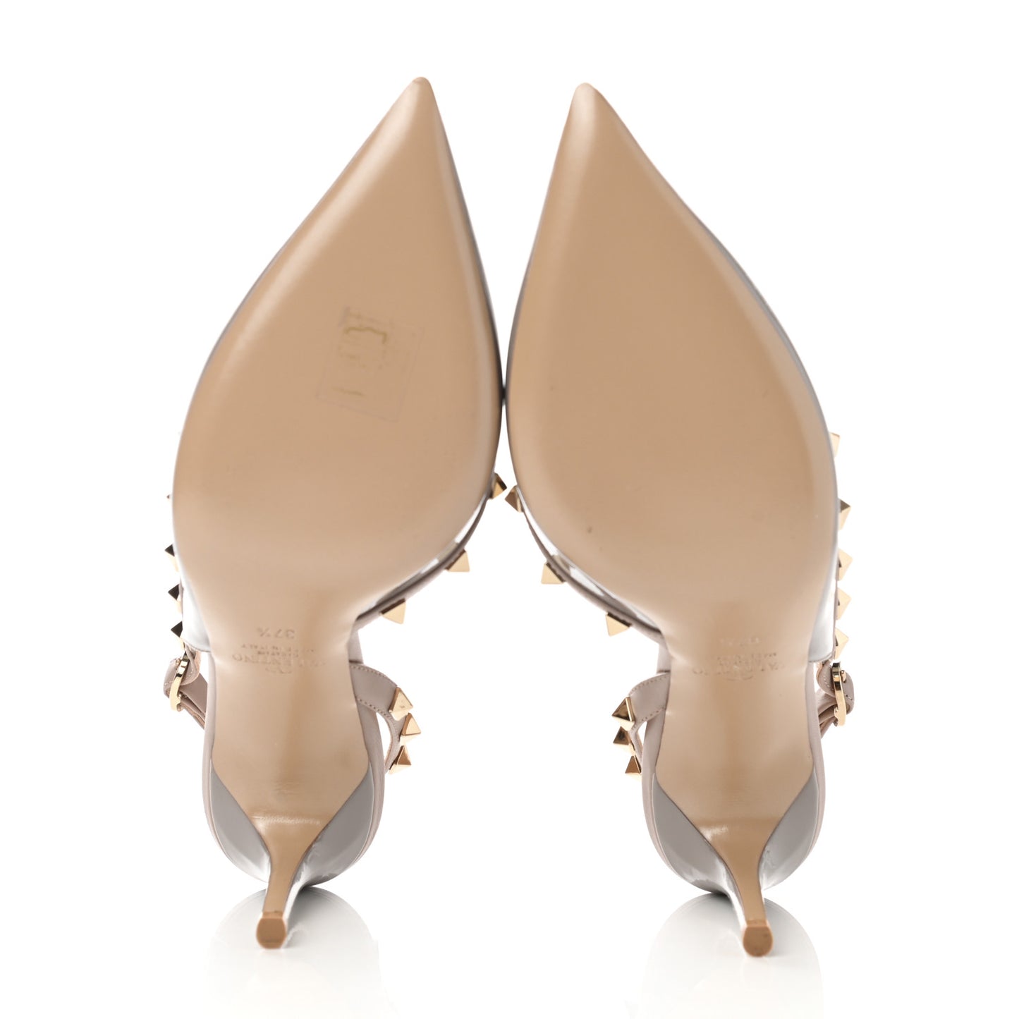 Patent Nappa Rockstud Half D'Orsay Slingback 85mm Pumps 37.5 Perla Poudre