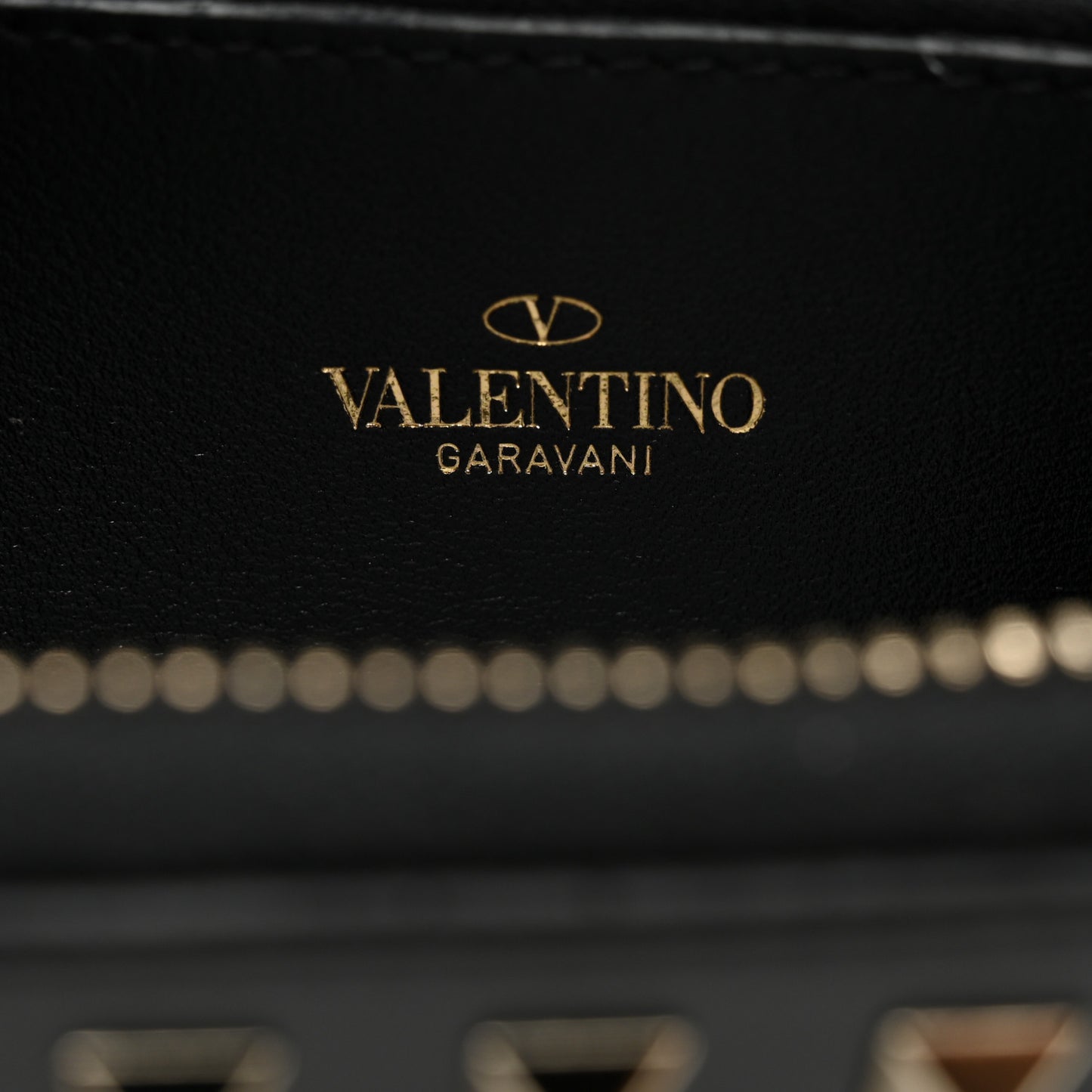 Vitello Rockstud Zip Around Wallet Black