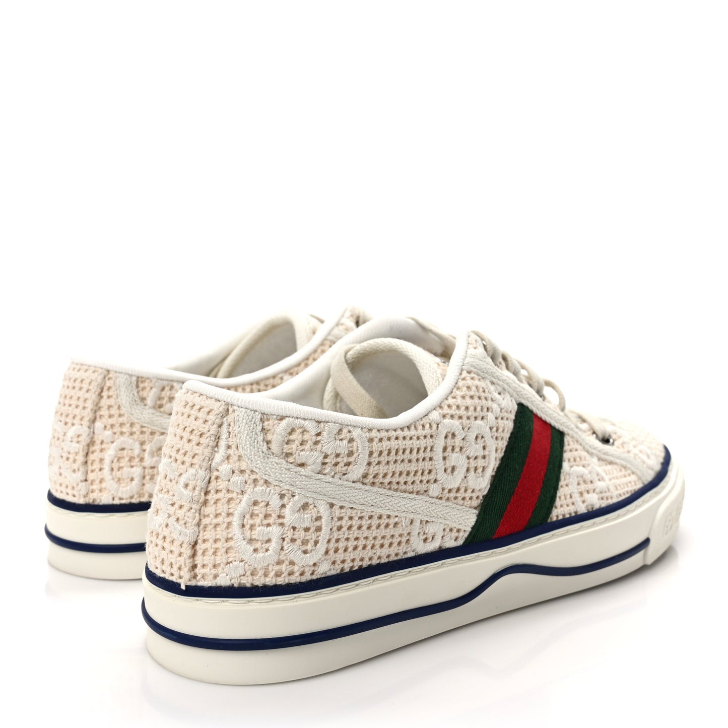 Sepang Canvas GG Monogram Web Womens 1977 Tennis Sneakers 39.5 Beige Mystic White