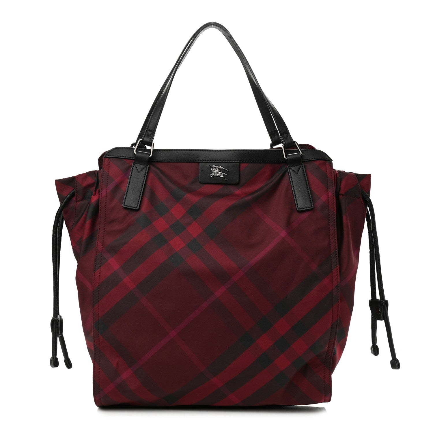 Burberry Nylon Check Small Buckleigh Packable Tote Bright Burgundy 1 of 8