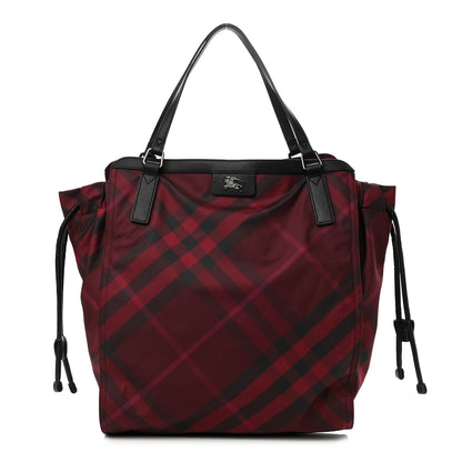 Burberry Nylon Check Small Buckleigh Packable Tote Bright Burgundy 1 of 8