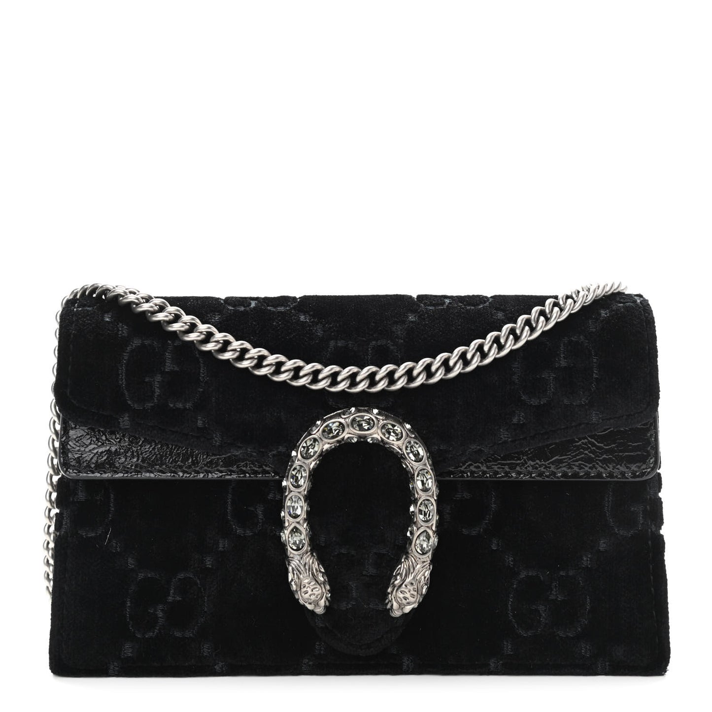 Velvet GG Monogram Super Mini Dionysus Shoulder Bag Black