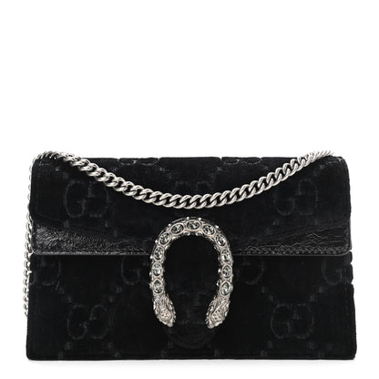 Gucci Velvet GG Monogram Super Mini Dionysus Shoulder Bag Black 1 of 10