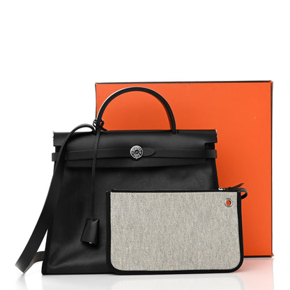 Hermes Toile H Berline Vache Hunter Herbag Zip PM 31 Black Ecru 12 of 12