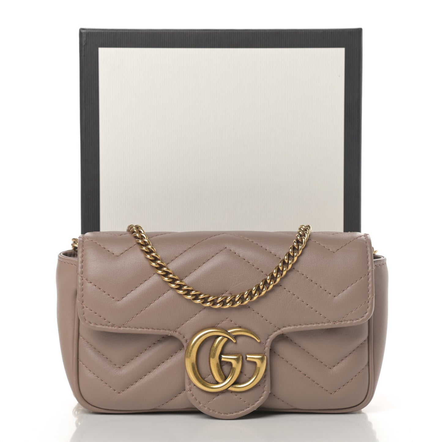 Calfskin Matelasse Super Mini GG Marmont Shoulder Bag Porcelain Rose