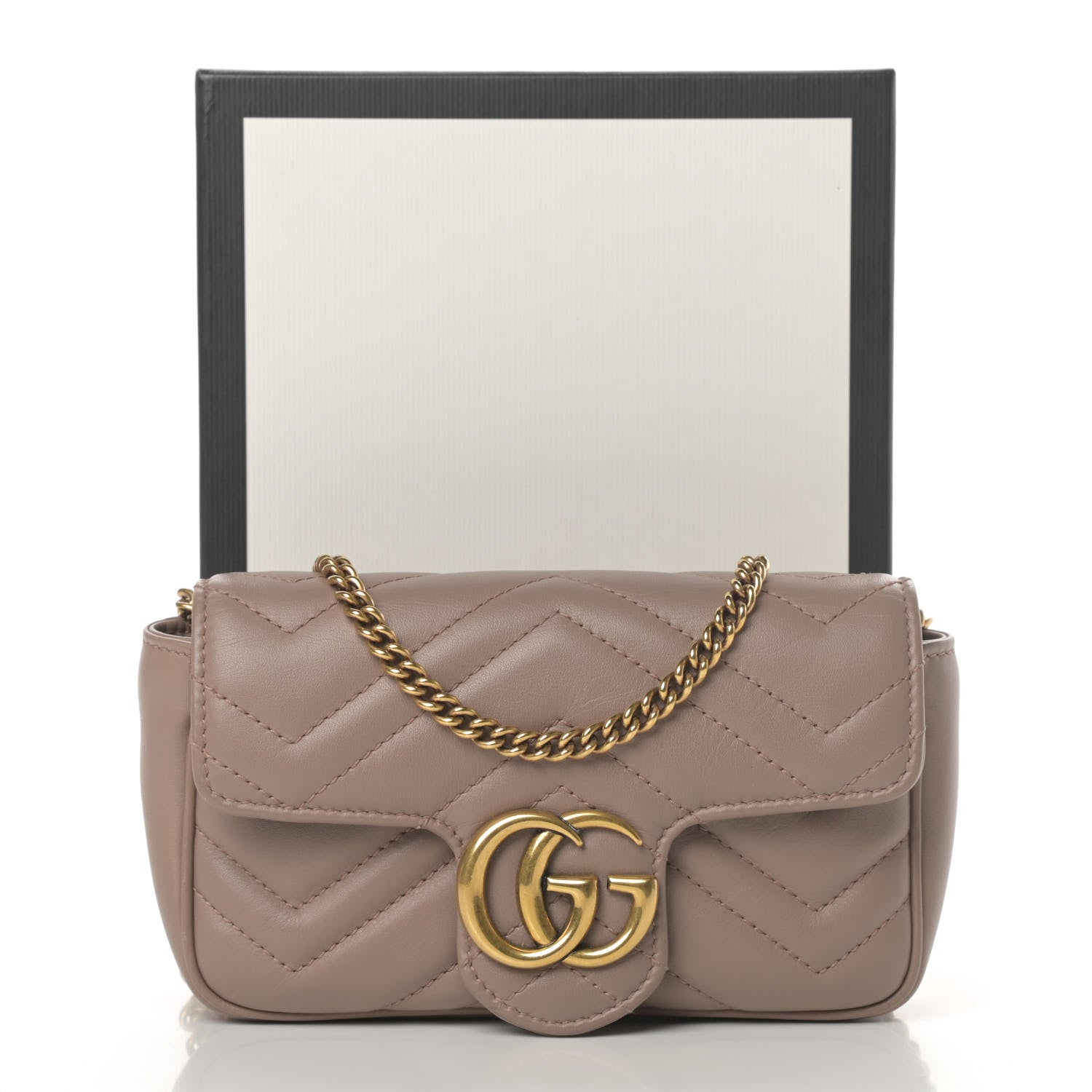 Gucci Calfskin Matelasse Super Mini GG Marmont Shoulder Bag Porcelain Rose 12 of 12