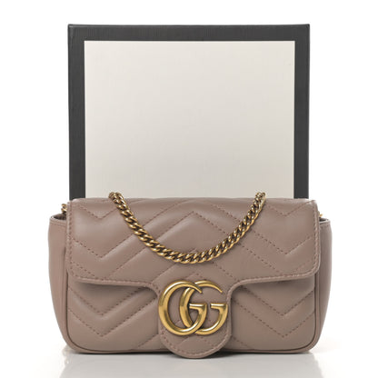 Gucci Calfskin Matelasse Super Mini GG Marmont Shoulder Bag Porcelain Rose 12 of 12