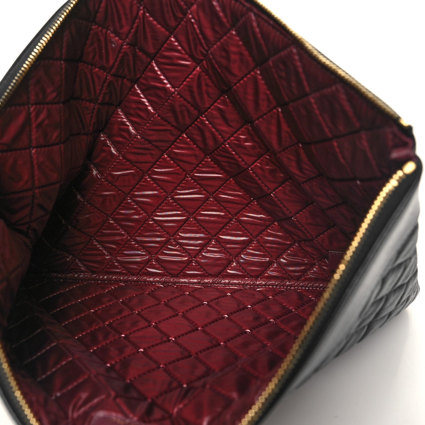 Sheepskin Quilted Large Vintage Mademoiselle Cosmetic Case Black