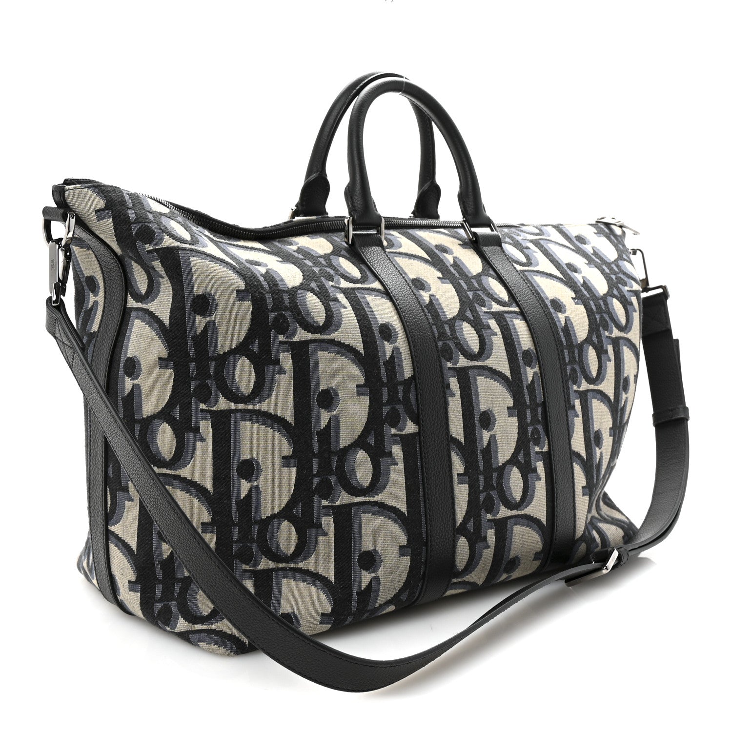 Christian Dior Maxi Oblique Jacquard Weekender 40 Beige Black