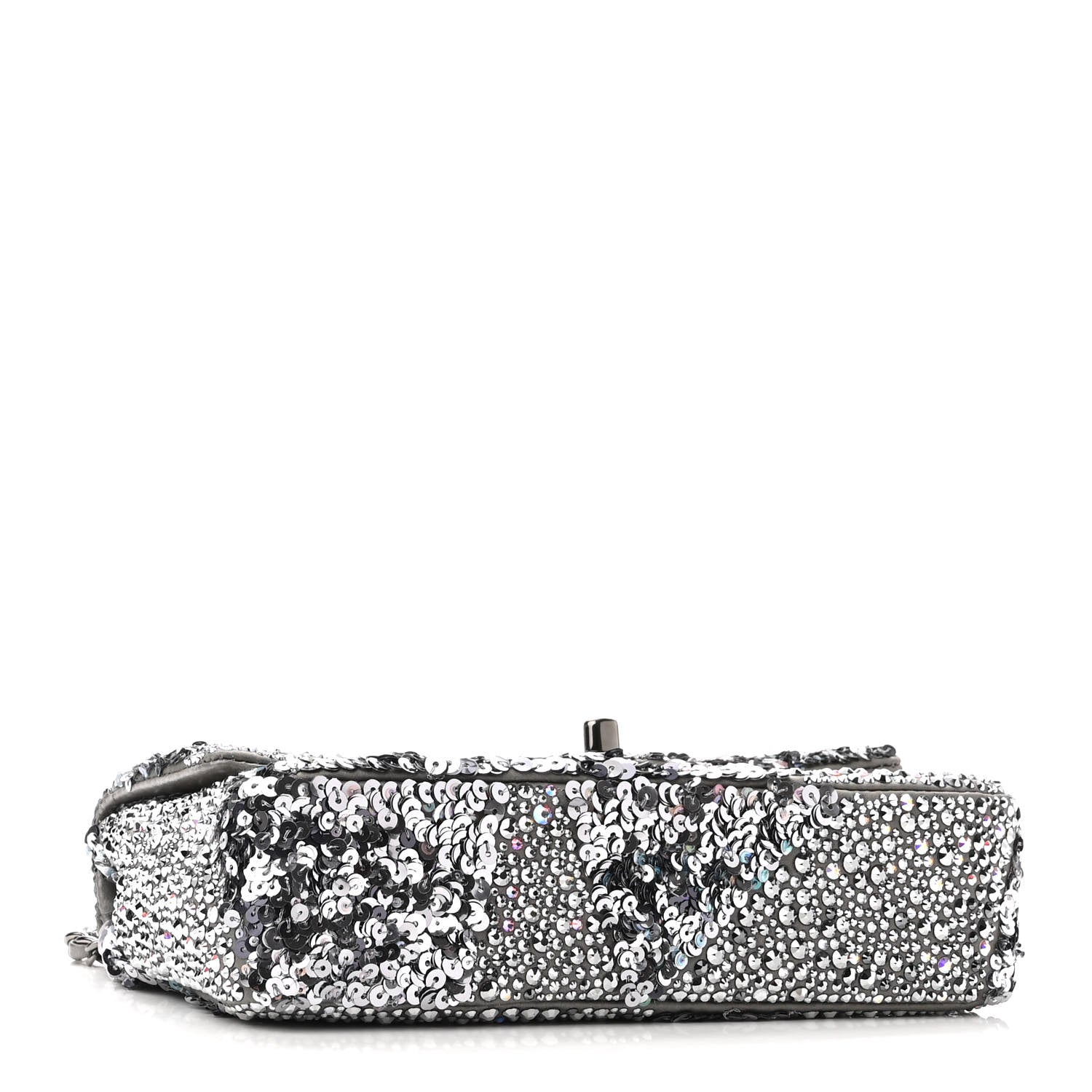 Chanel Lambskin Sequin Crystal Diamante Mini Flap Silver 4 of 10
