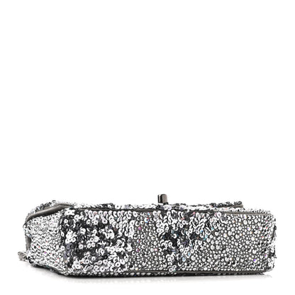Chanel Lambskin Sequin Crystal Diamante Mini Flap Silver 4 of 10