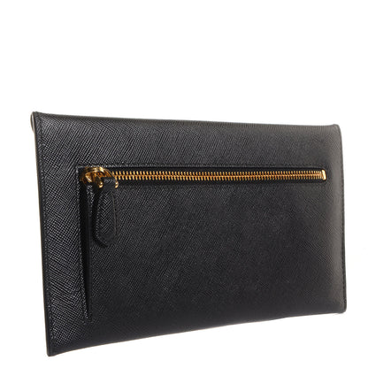 Prada Saffiano Metal Envelope Wallet Black 4 of 11