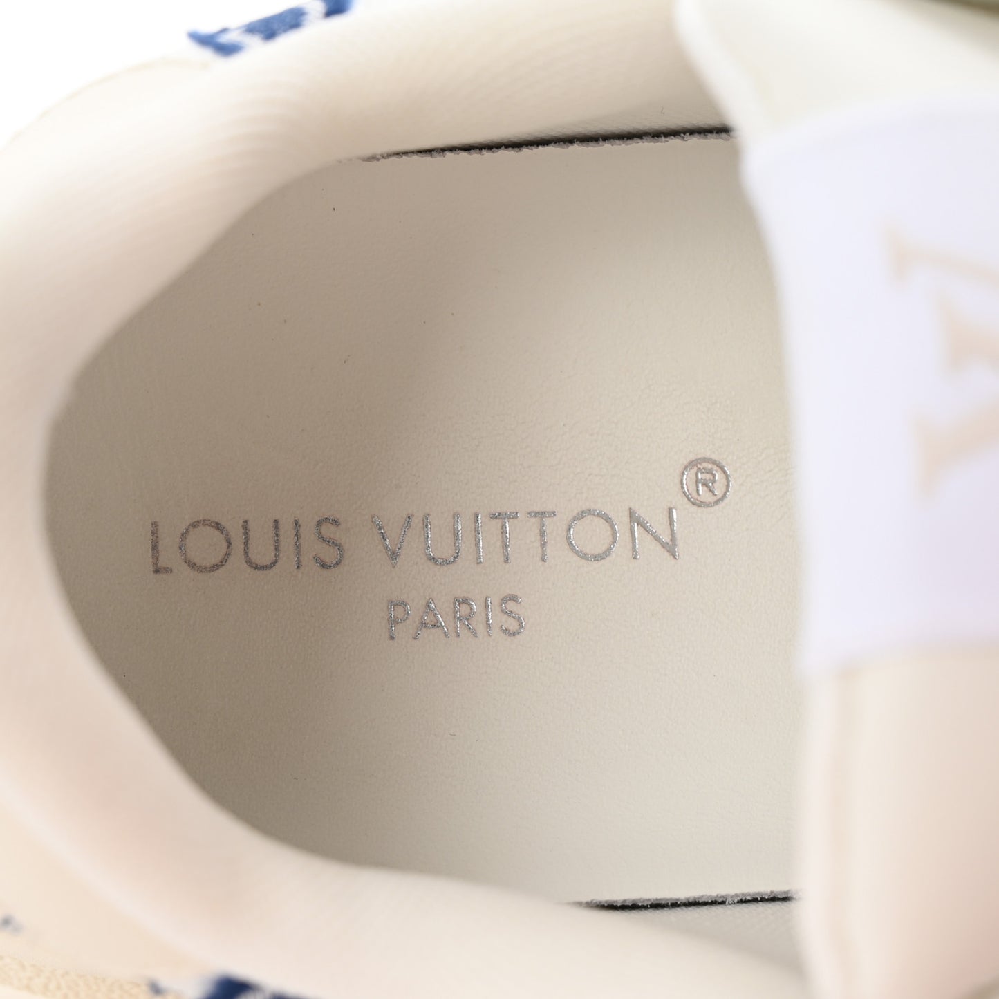 Suede Calfskin Floral LV Stadium Low Top Sneaker 37.5 White Blue