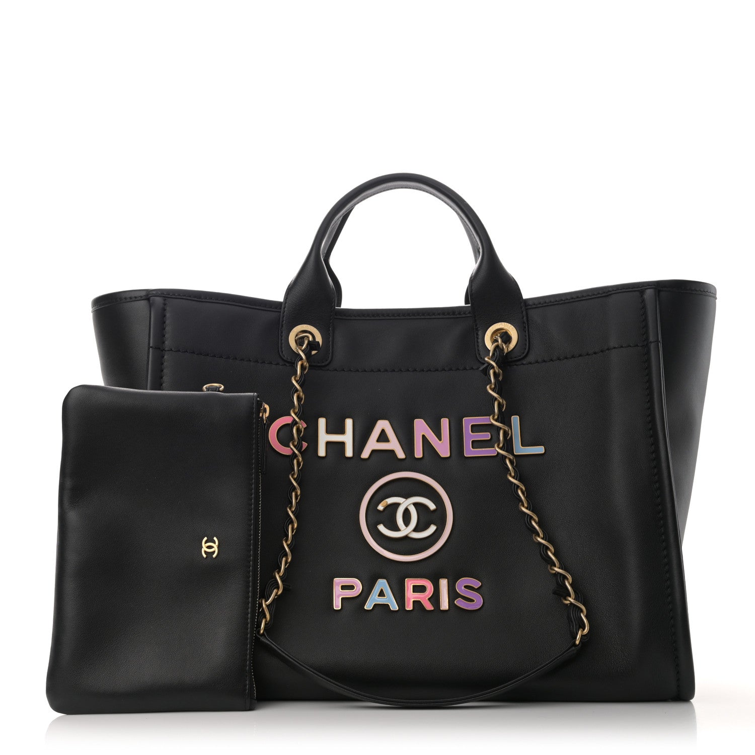 Chanel Calfskin Medium Deauville Tote Black Multicolor 1 of 12