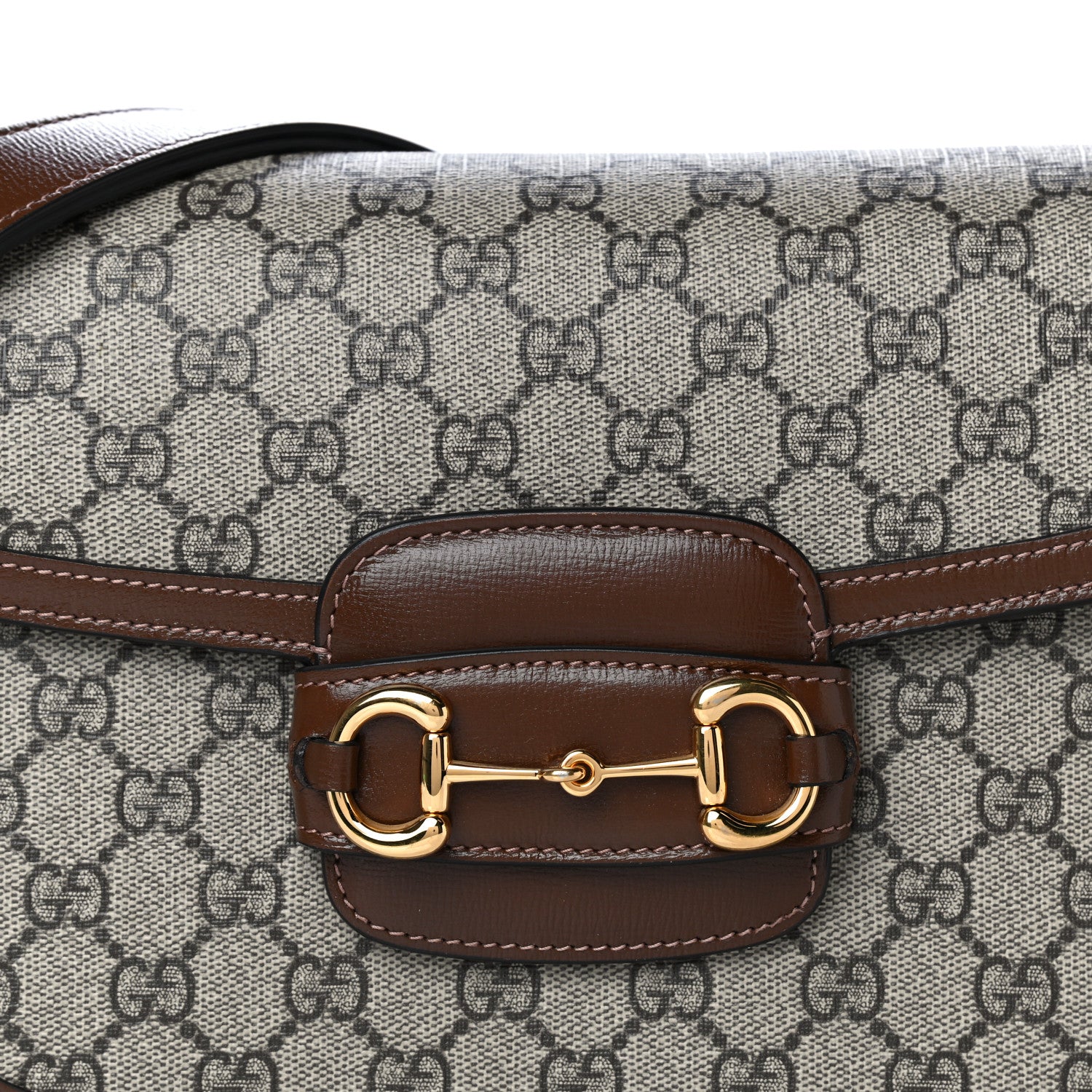 Gucci GG Supreme Monogram Horsebit 1955 Shoulder Bag Beige Brown Sugar 8 of 10