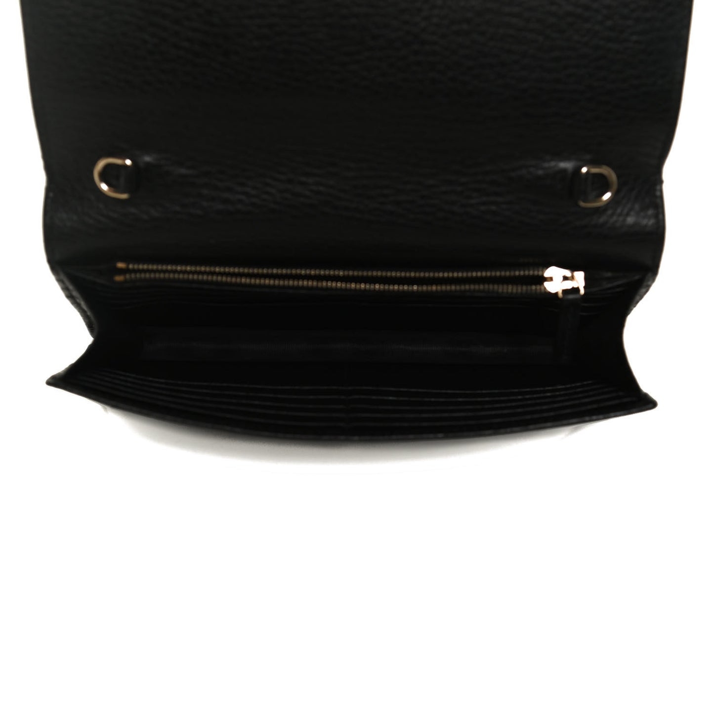 Dollar Calfskin Interlocking G Chain Wallet Black