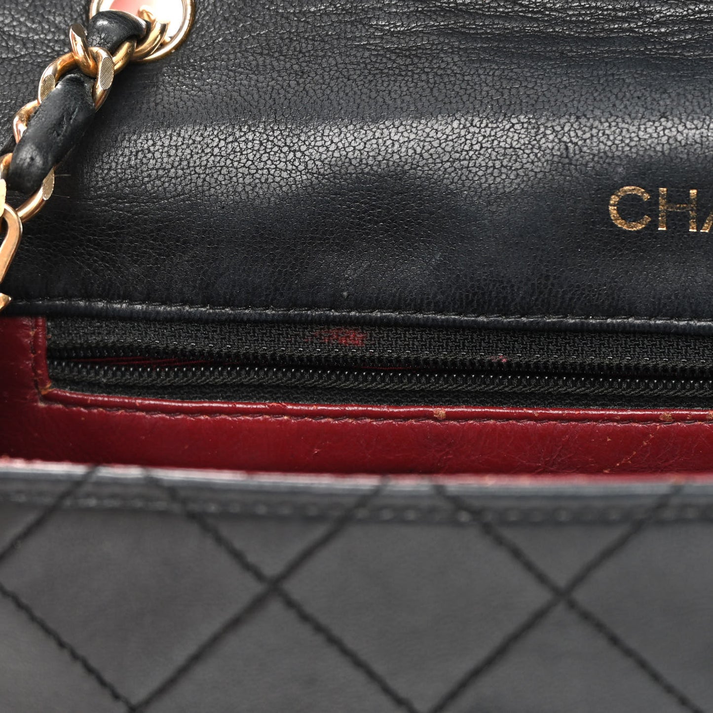 Lambskin Diamond Stitch Envelope Single Flap Black