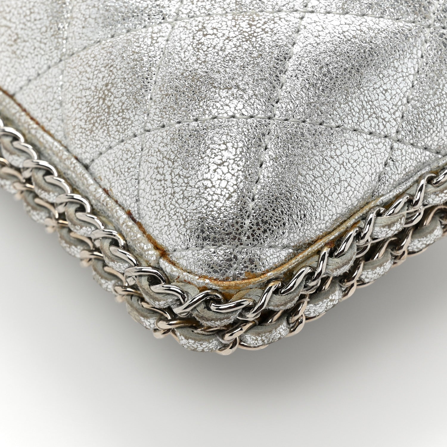Chanel Metallic Lambskin Small Chain Around Clutch Silver 17 of 18