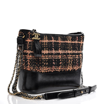 Chanel Tweed Calfskin Medium Gabrielle Hobo Black Brown 3 of 9