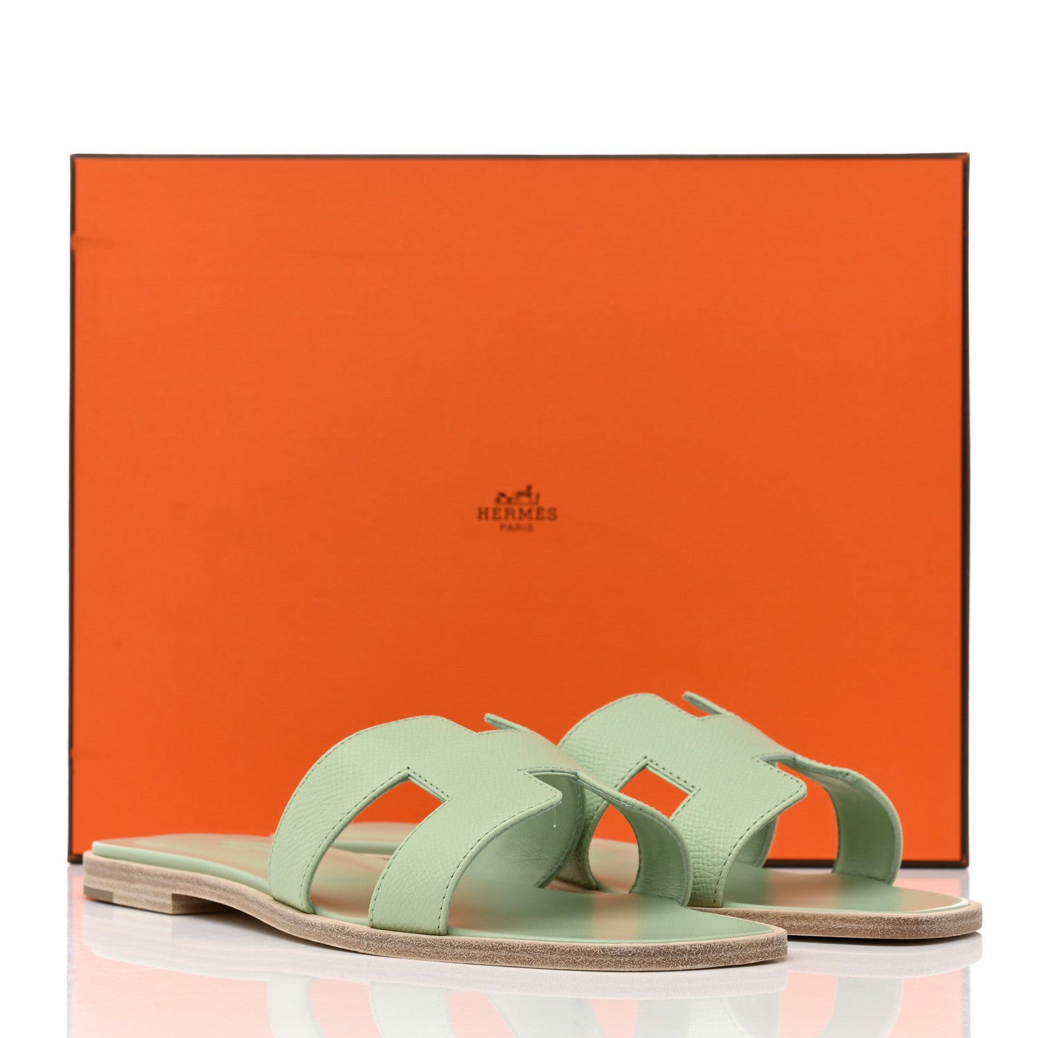 Hermes Epsom Oran Sandals 38 Vert Jade 9 of 9