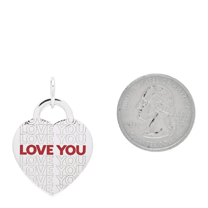 Tiffany Sterling Silver Enamel LOVE YOU Heart Charm Red 2 of 4
