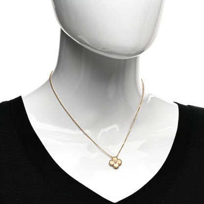 Van Cleef & Arpels 18K Yellow Gold Diamond Yellow Mother of Pearl Vintage Alhambra Pendant Necklace 2 of 5
