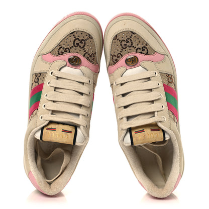 Gucci Calfskin GG Supreme Crystals Web Screener Sneakers 39 Beige Ebony Wild Rose 39 Beige Ebony Wild Rose 2 of 10