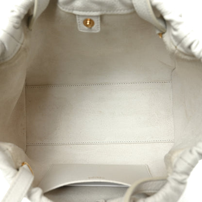 Celine Calfskin Cuir Small Triomphe Cabas Drawstring White 5 of 9