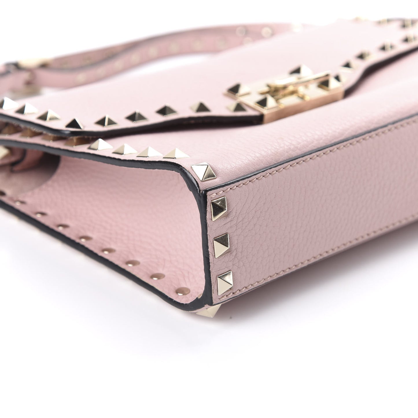 Pebbled Calfskin Medium Rockstud Flip Lock Crossbody Bag Rose Quartz