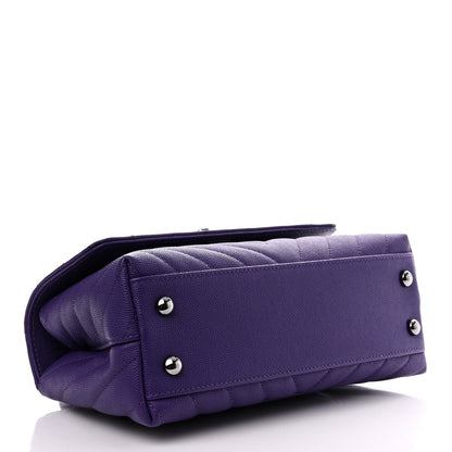 Chanel Caviar Chevron Quilted Mini Coco Handle Flap Purple 4 of 11