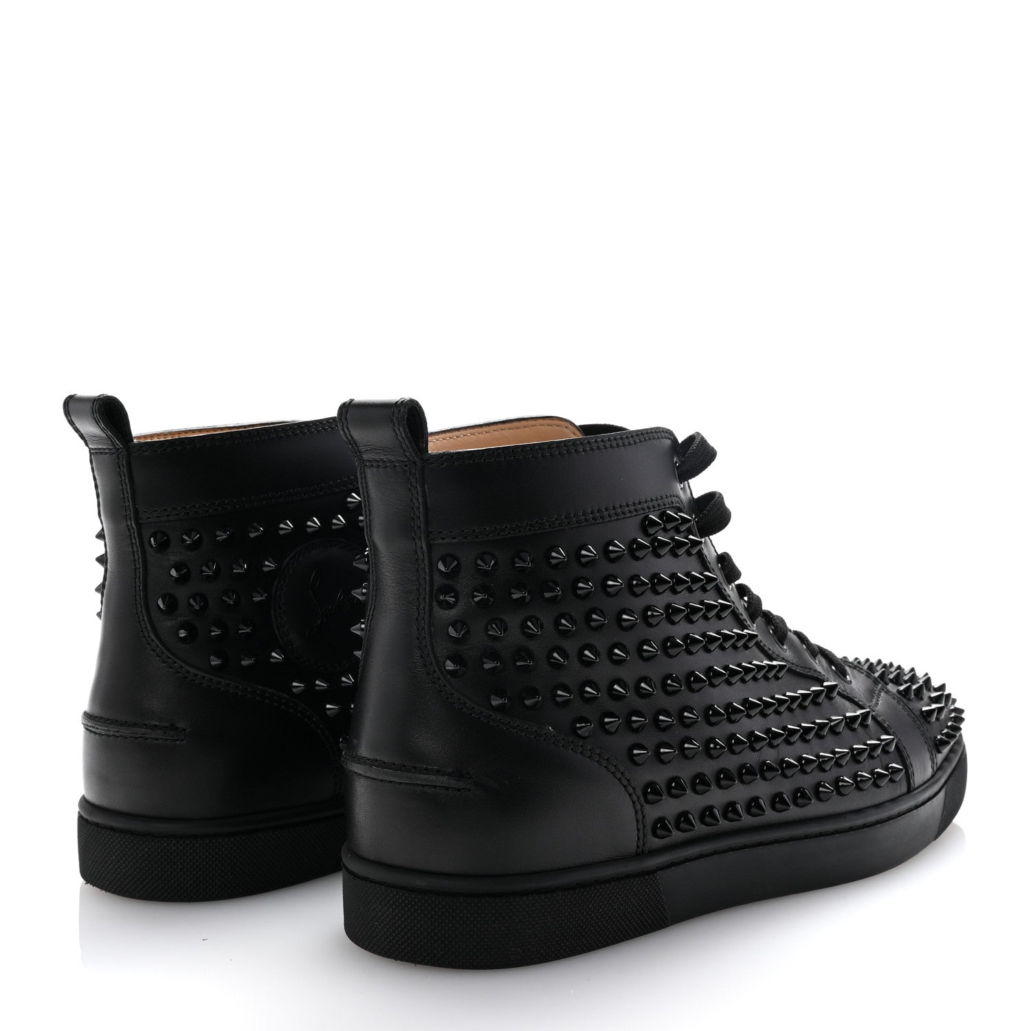Christian Louboutin Calfskin Mens Louis Spikes Flat Sneakers 43 Black 5 of 8
