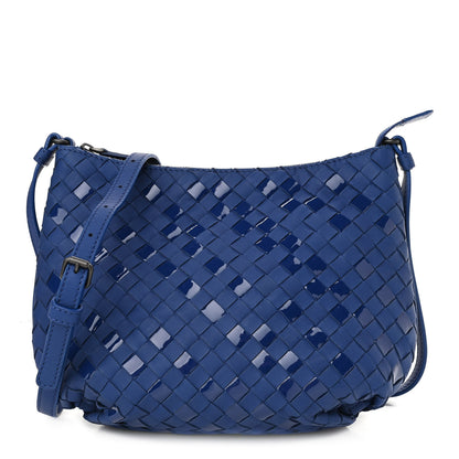 Bottega Veneta Nappa Patent Intrecciato Shoulder Bag Blue 1 of 11