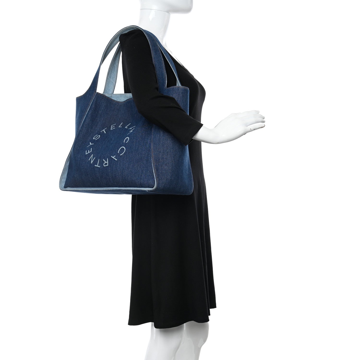 Stella McCartney Denim East West Perforated Tote Blue 2 of 9