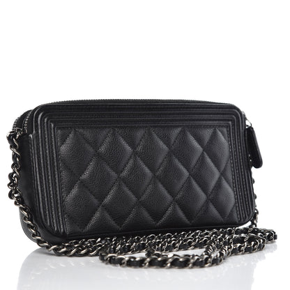 Chanel Calfskin Quilted Small Boy Clutch With Chain Black 3 of 11