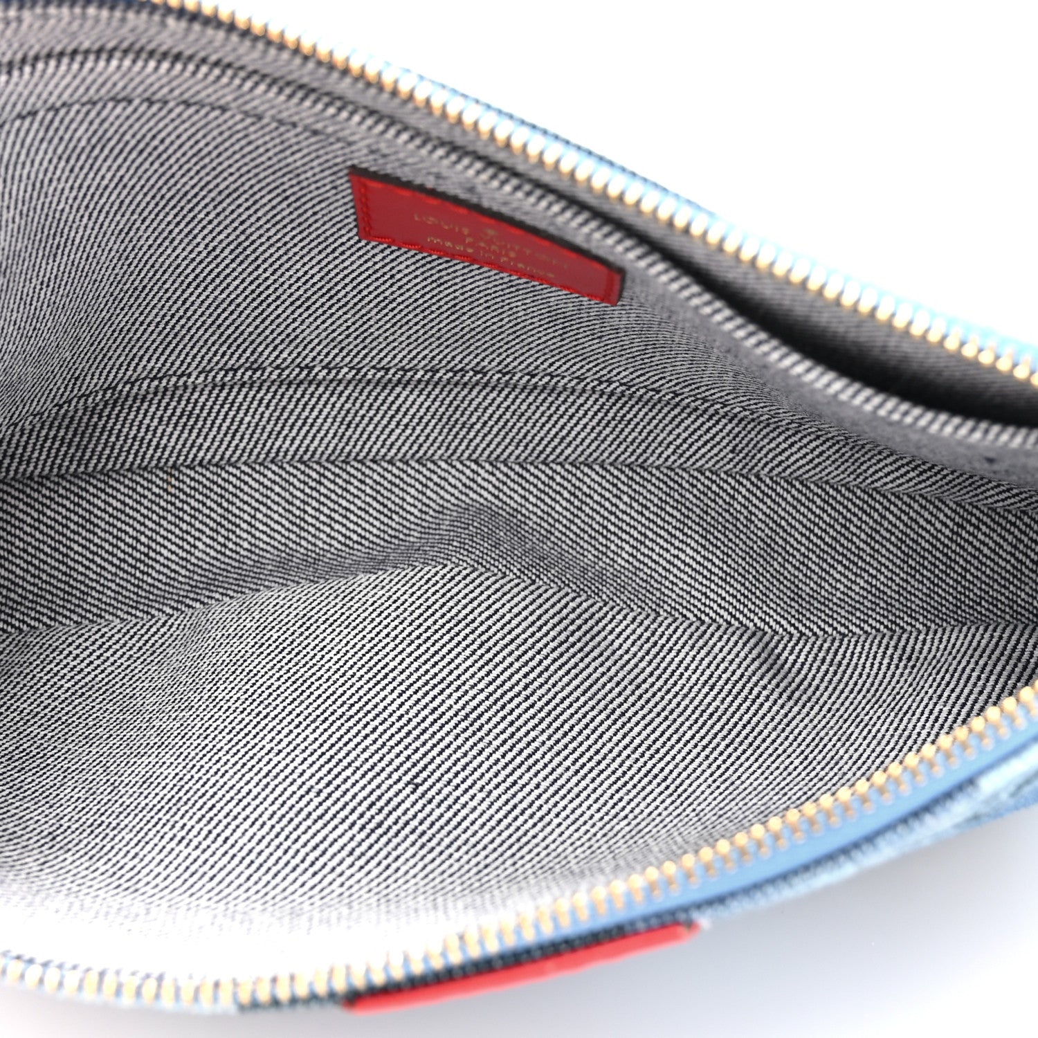 Louis Vuitton Denim Damier Monogram Patchwork Multi Pochette Accessories Blue Rouge 5 of 10