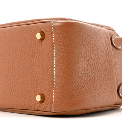 Hermes Taurillon Clemence Mini Lindy 20 Gold 10 of 13