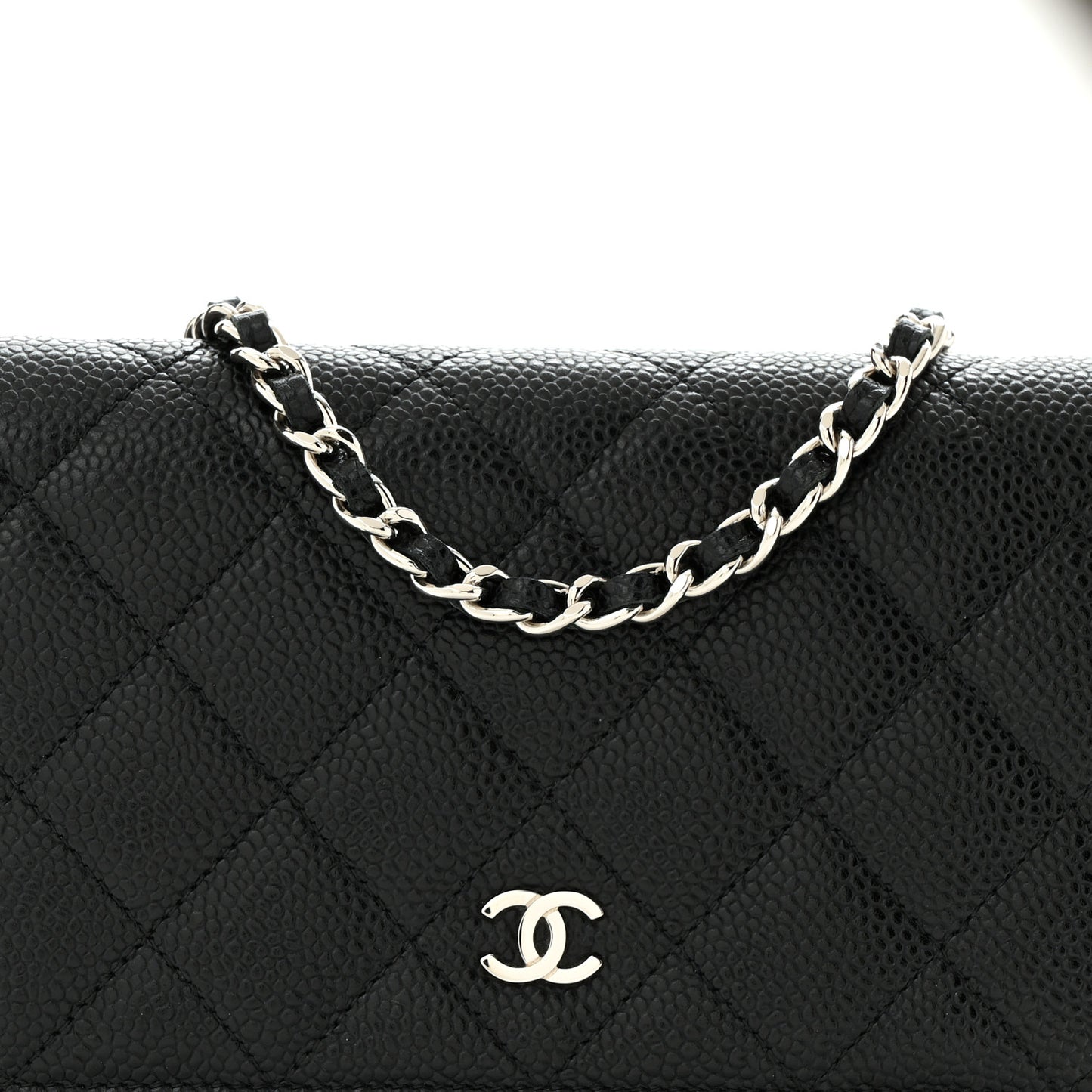 Caviar Quilted Wallet on Chain WOC Black